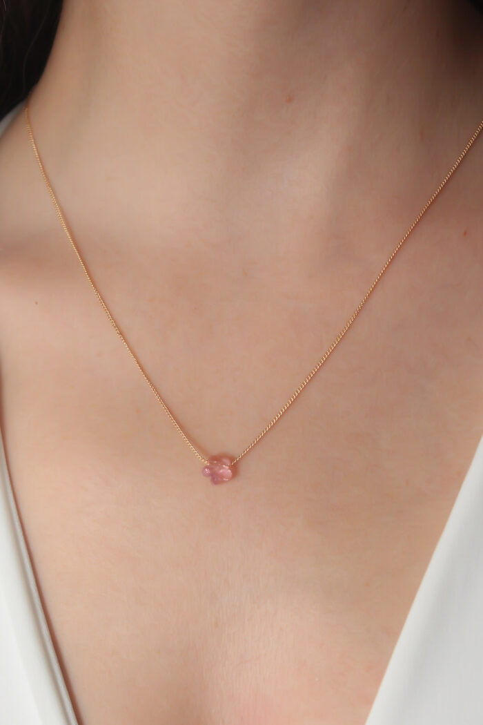Gold Color Pink Flower Figure Women's Necklace BKO6823 - Image 1