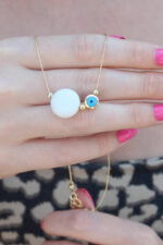 Gold Color Evil Eye Bead Detail Women's Necklace BKO7397