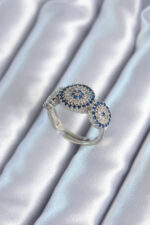 Zircon Stone Silver Color 3 Eye Adjustable Brass Women's Ring BYK2794 - Image 2