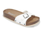 Parmi Women's Footwear 19052 Single Buckle Tree Pattern Casual Slippers White