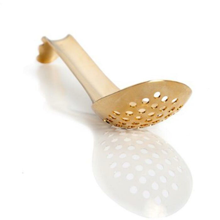100% Chef Lotus Perforated Serving Spoon, 16 Cm, Gold - Image 1