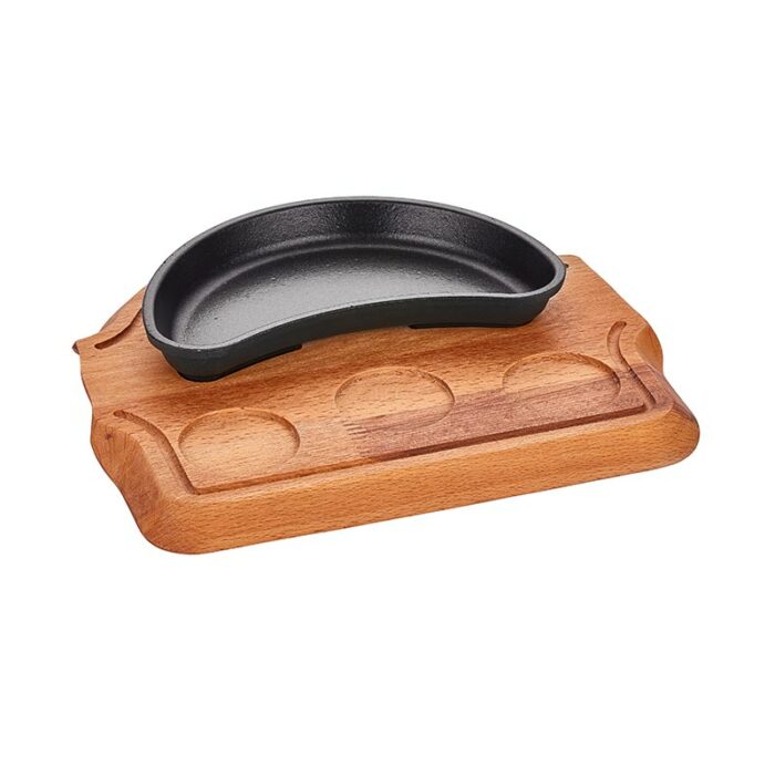 Altınbasak Cast Iron Kidney Fajita Pan+trivet, 19x10 Cm - Image 1