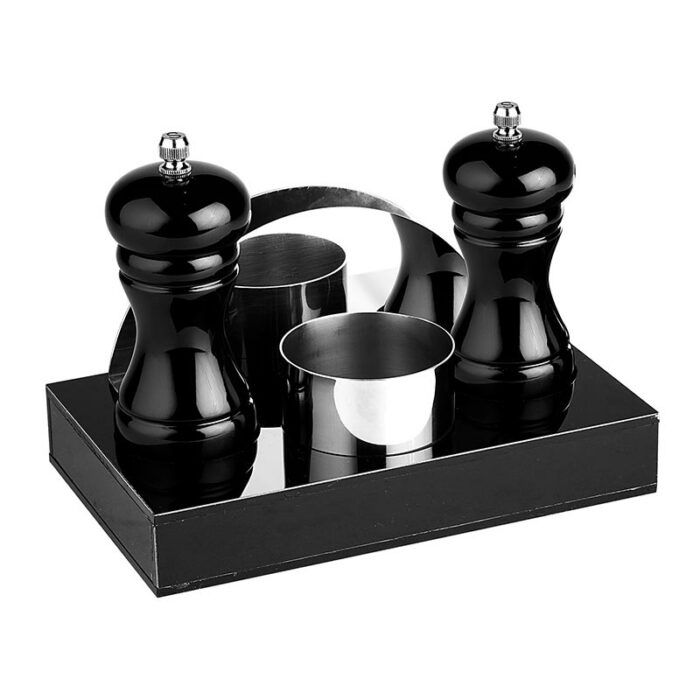 Biradli Grv-198 Acrylic Menage Set, 4 Pieces, 20x12x3 Cm, Black - Image 1