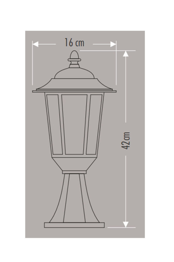 Cata Ct-7111 E27 42cm Black Parma Garden Set Top Lantern - Image 2