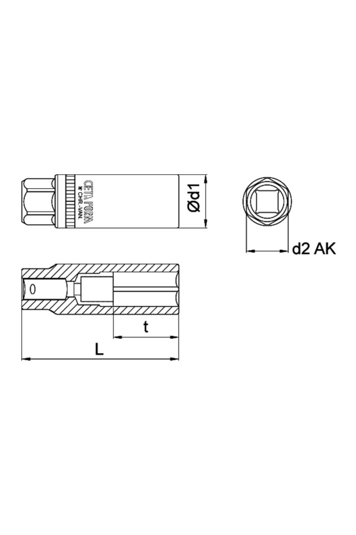 Ceta Form C17-r21 3/8 Inch 21mm Seal Spark Plug Socket - Image 2