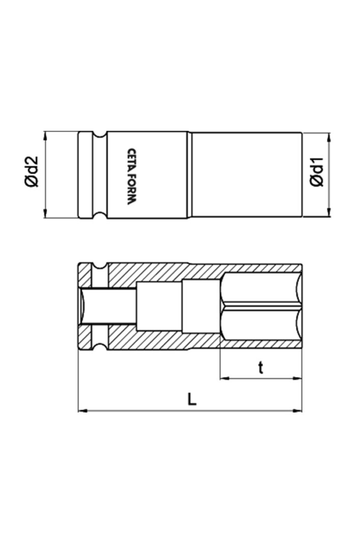 Ceta Form C74-h30 3/4 Inch 6 Corner 30mm Deep Pneumatic Socket Wrench - Image 2