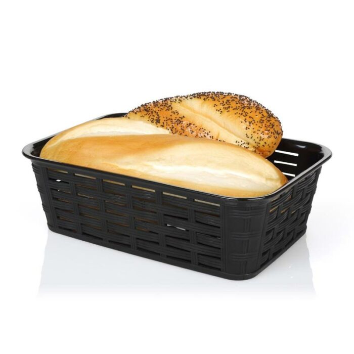 Bora Plastic Wicker Patterned Corner Bread Basket, 15.5x22.5 Cm - Image 1