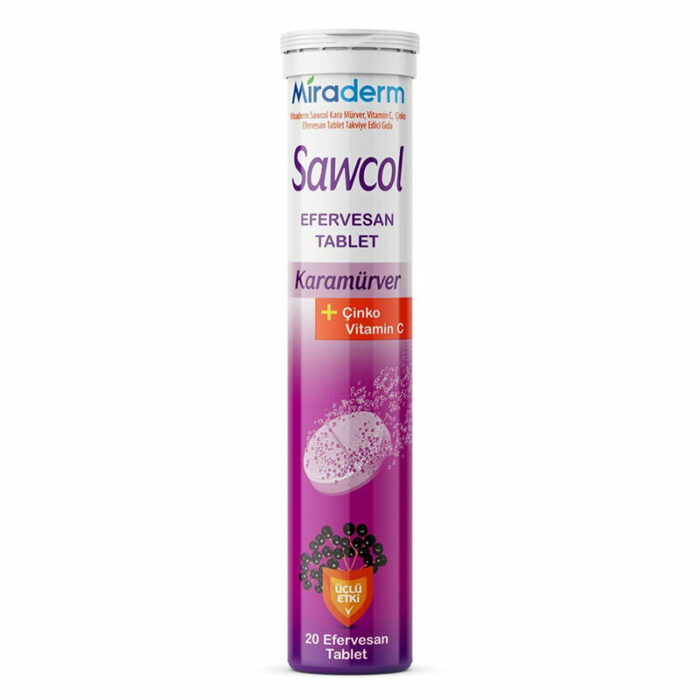 Miraderm Sawcol Black Elderberry + Zinc Vitamin C 20 Effervescent Tablets - Image 1
