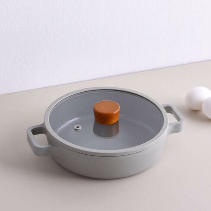 Neoflam Fika Aluminum Gray Cast Iron Saucepan with Glass Lid 20 Cm - Image 1