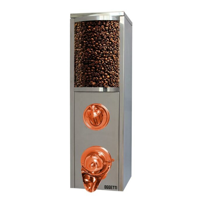 Oggetti Paddle Coffee Silo, Stainless, Capacity 7 Kg, 20x25x80 Cm, Copper Tap, Chrome - Image 1