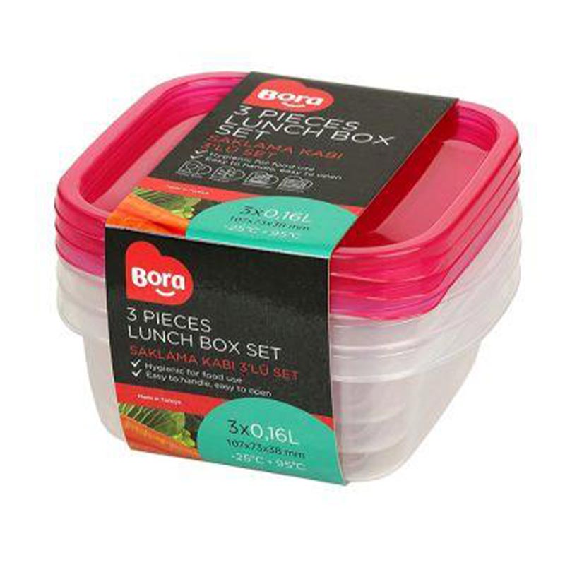 saklama-kabi-kare-sig-3lu-set-11011045-350-ml-bora-plastik-47938-71-B Bora Plastic Square Mini Storage Container, 3 Pieces, 350 Ml - Image 1