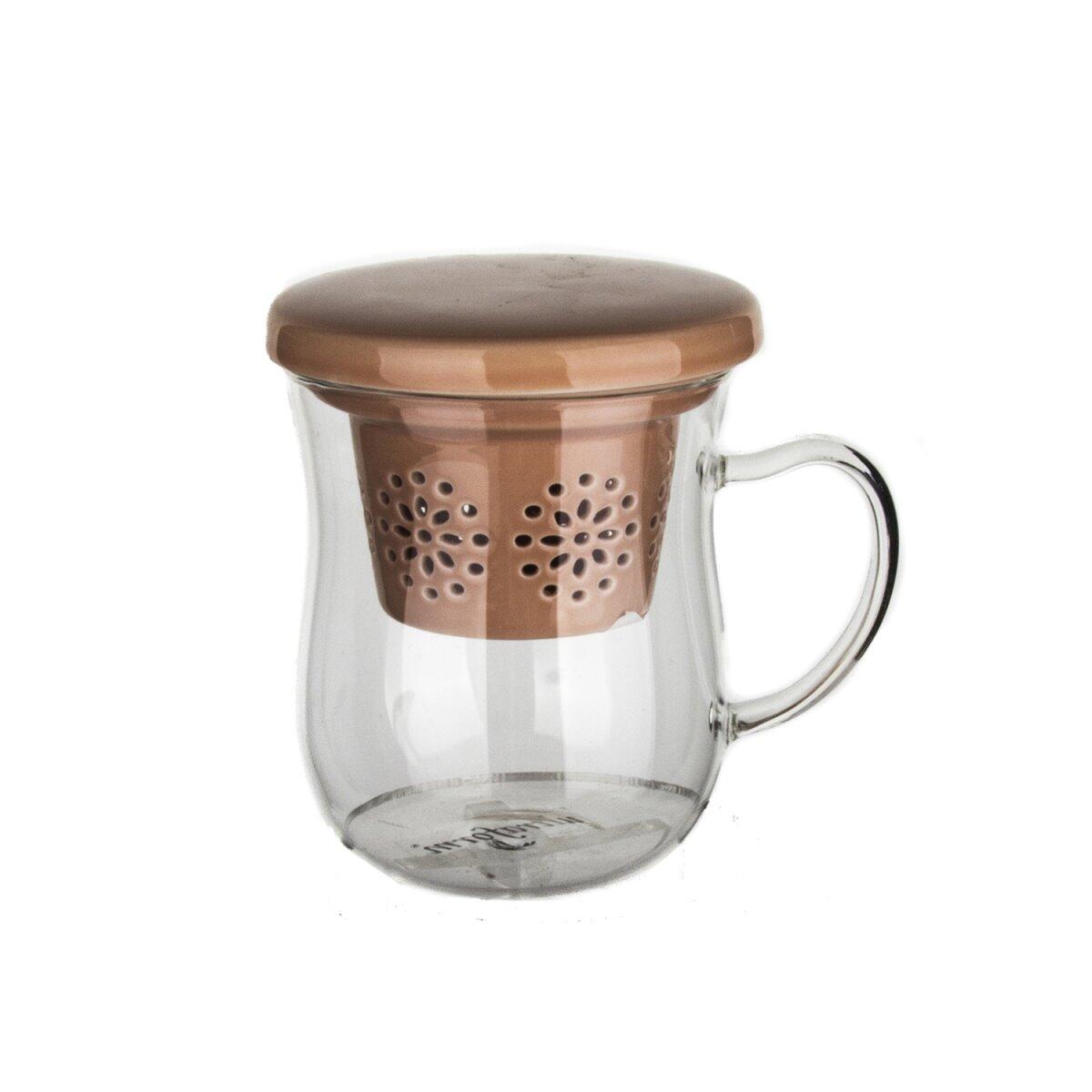 ultraform-porselen-suzgecli-kapakli-oval-kupa-pembe-ultraform-76320-28-B Ultraform Porcelain Oval Mug with Strainer and Lid Pink - Image 1